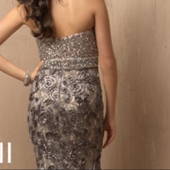 Elegant Jovani style 2184. Color is Dark Grey. Size 2. - Picture 4 of 8